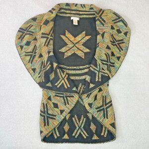 John Paul Richard Aztec Cardigan Vest Women’s Med Open Waterfall Boho Festival